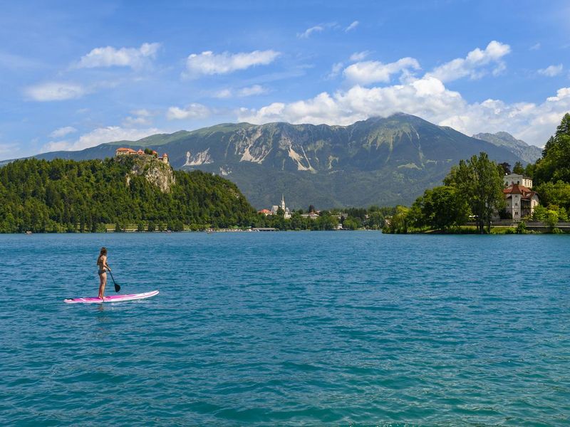 Paddling in Slovenian lake