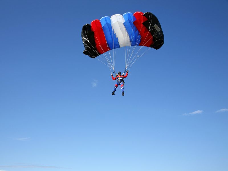 Parachutist in the air