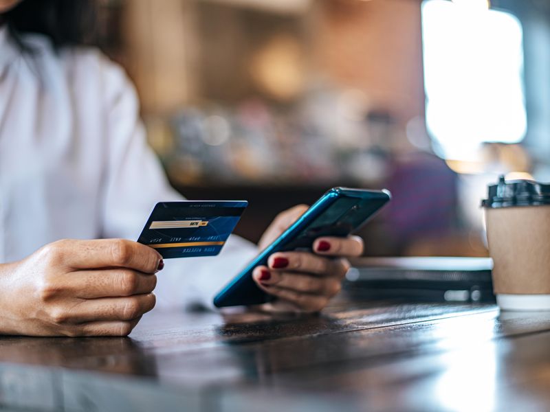 Paying for goods by credit card through a smartphone