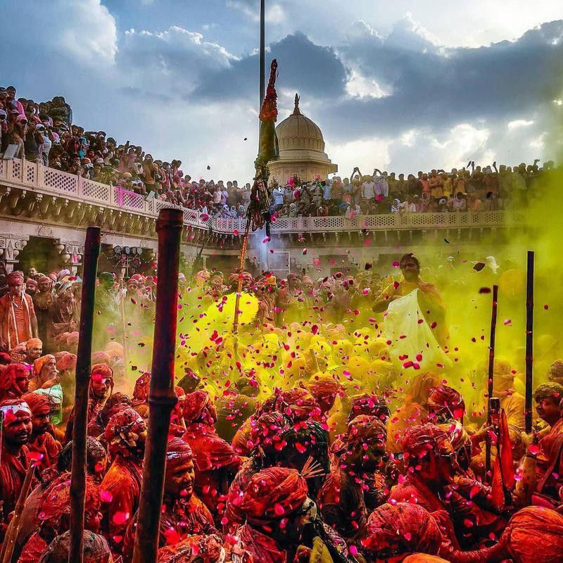 People celebrating Holi in Uttar Pradesh