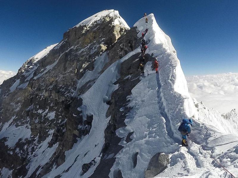People climbing Mount Everest