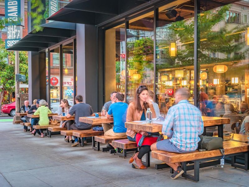 People dine outside at Portland restaurant