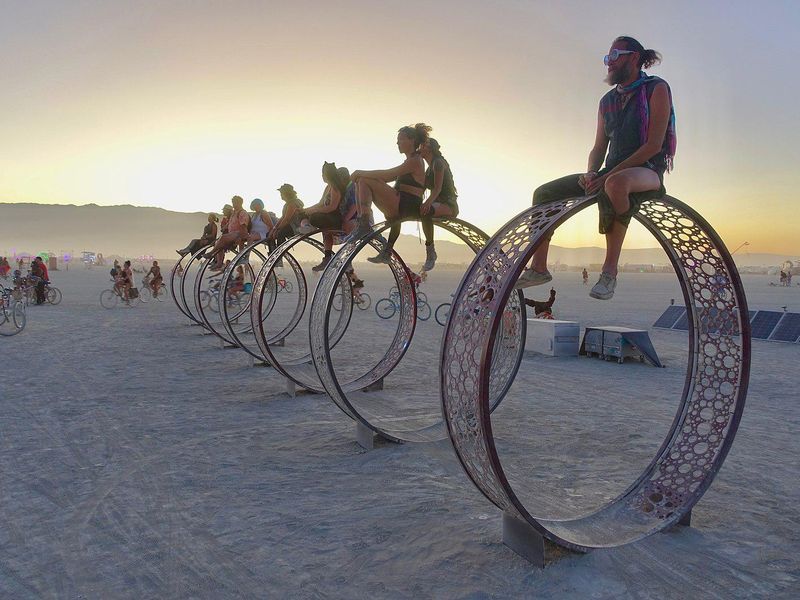 People gathered at Burning Man