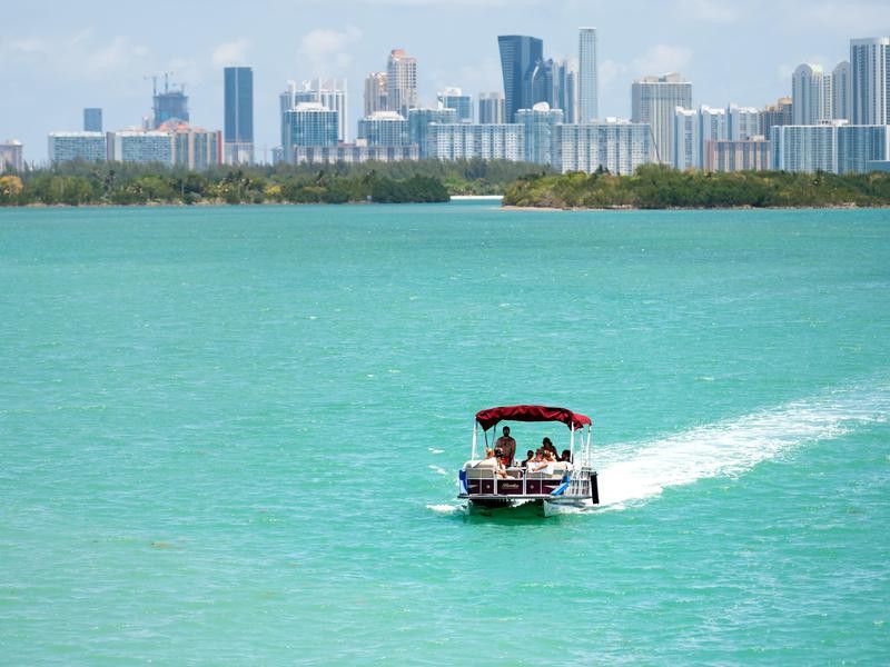 People on boat in Miami, Florida