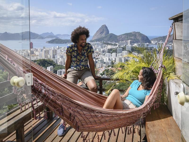 People on hammock in Rio de Janeiro, Brazil