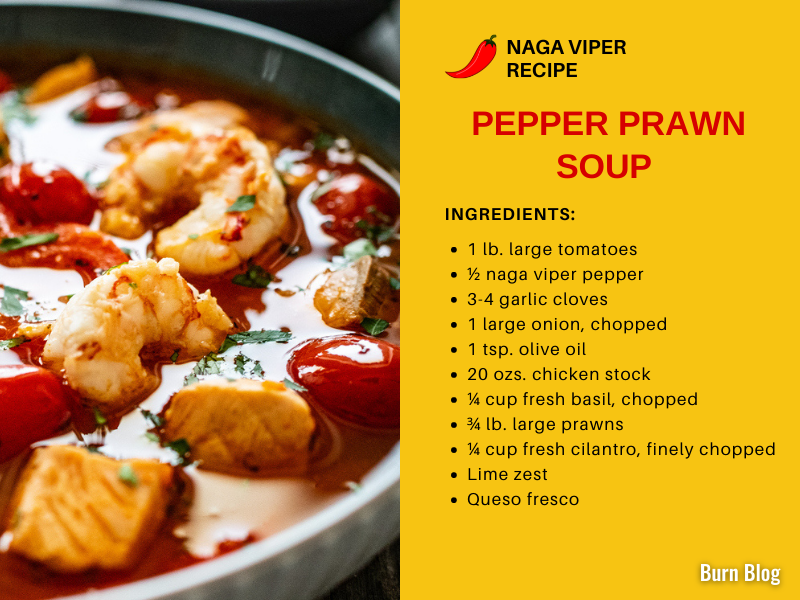 Pepper prawn soup with naga viper recipe