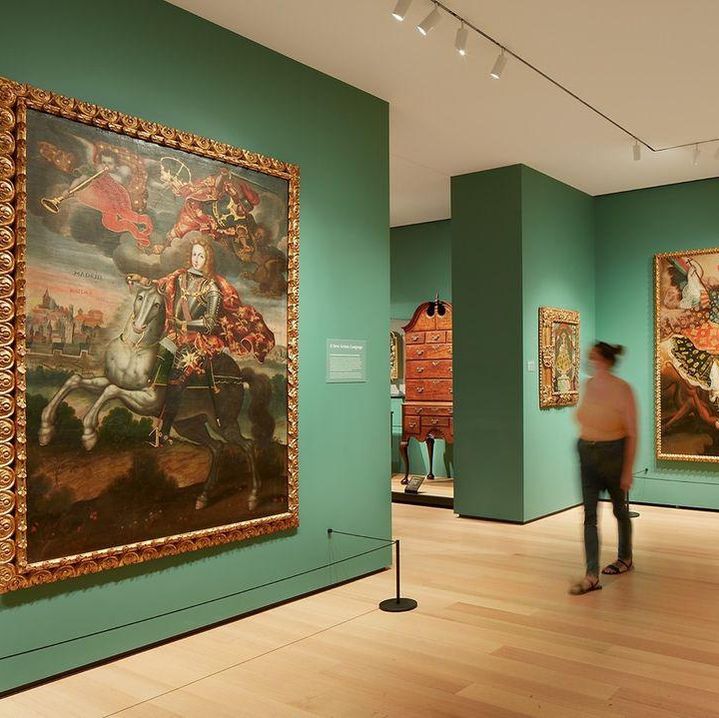 Person looking at art inside Philadelphia Museum of Art