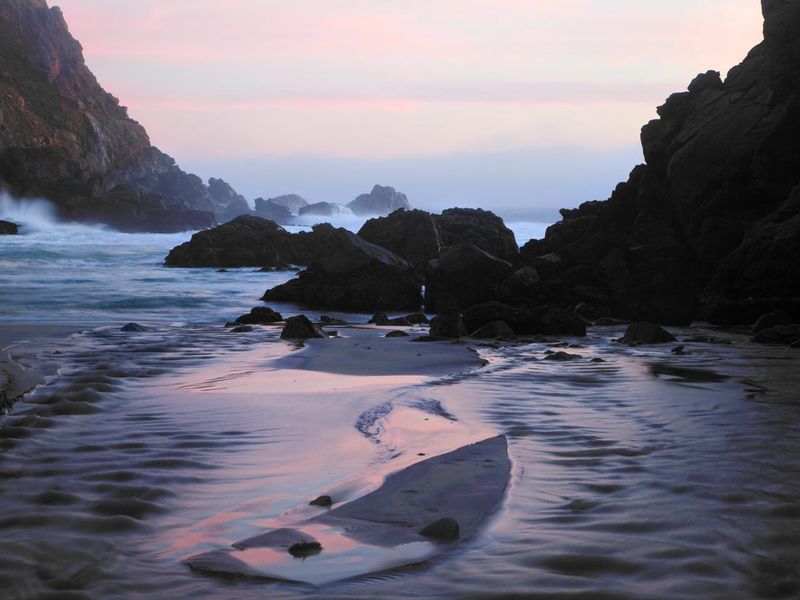 Pfeiffer Beach Rocks, Purple Sand and Sunset