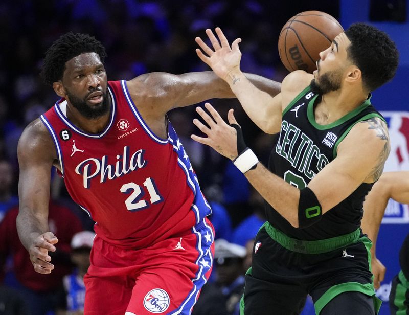 Philadelphia 76ers center Joel Embiid and Boston Celtics forward Jayson Tatum
