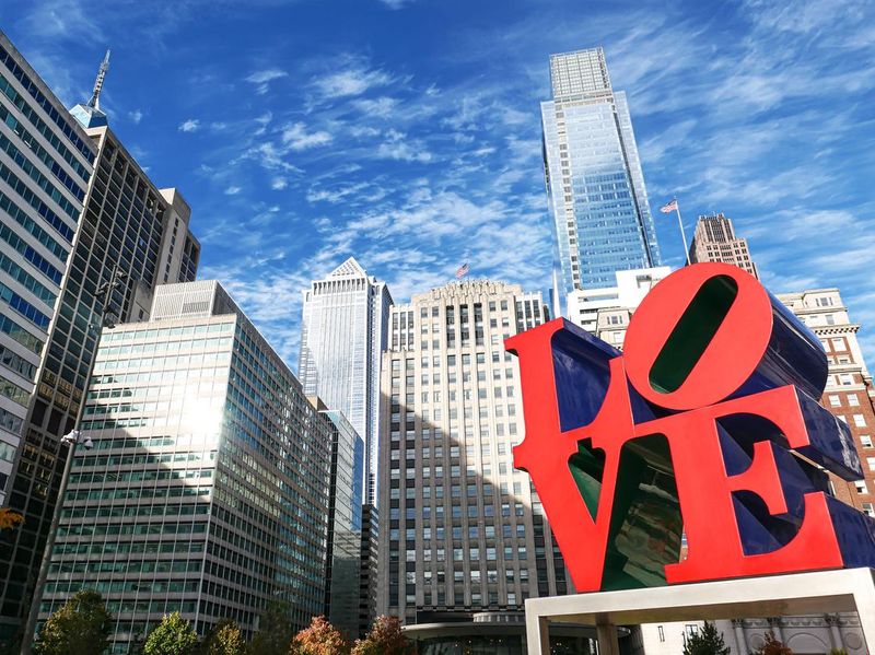 Philadelphia skyline with "Love"