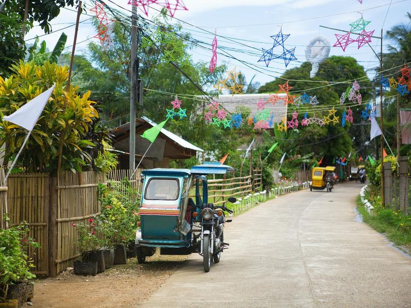 Philippino village with traditional Christmas decorations