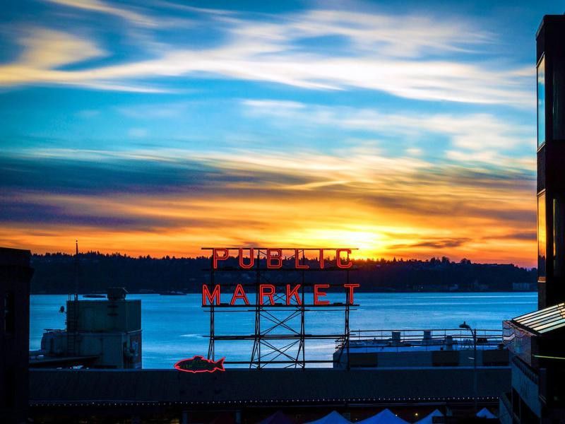 Pike Place Market at Sunset