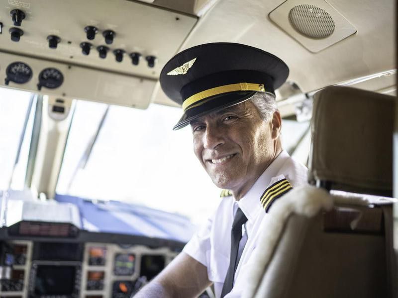 Pilot in airplane