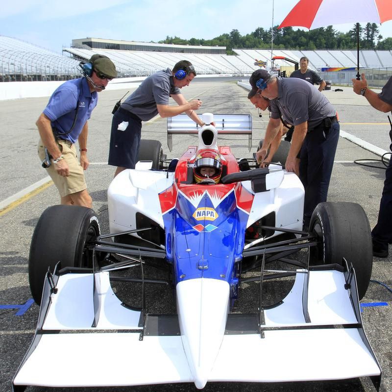 Pippa Mann's Indy car gets checked out