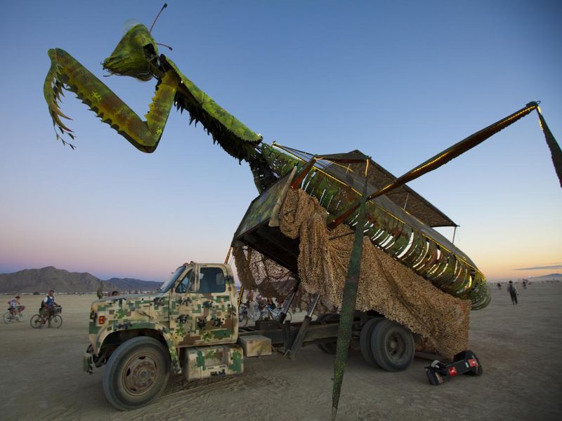 Praying mantis truck at Burning Man