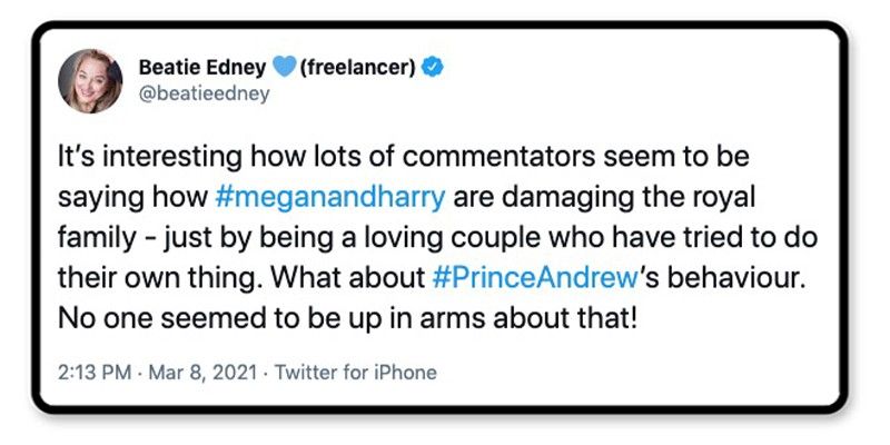 Prince Andrew's behavior