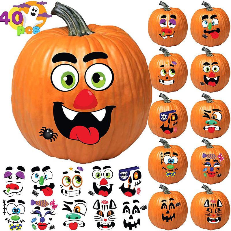 Pumpkin decorating sticker faces