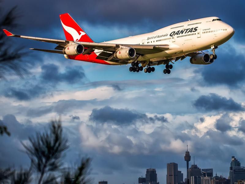 Qantas plane in the air