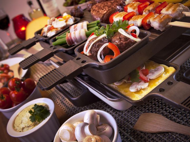 Raclette table-top grill or the Dutch variant 'gourmetten'