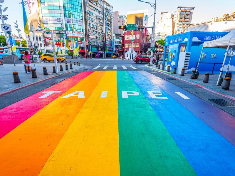 Rainbow Road crossing in front of Ximen station exit 6 near Ximending.