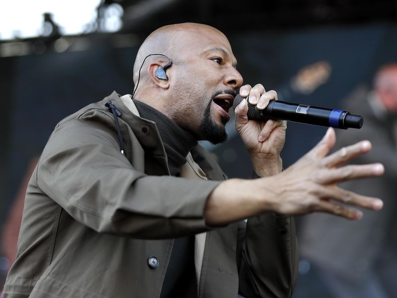 Rapper and actor Common performs at a rally