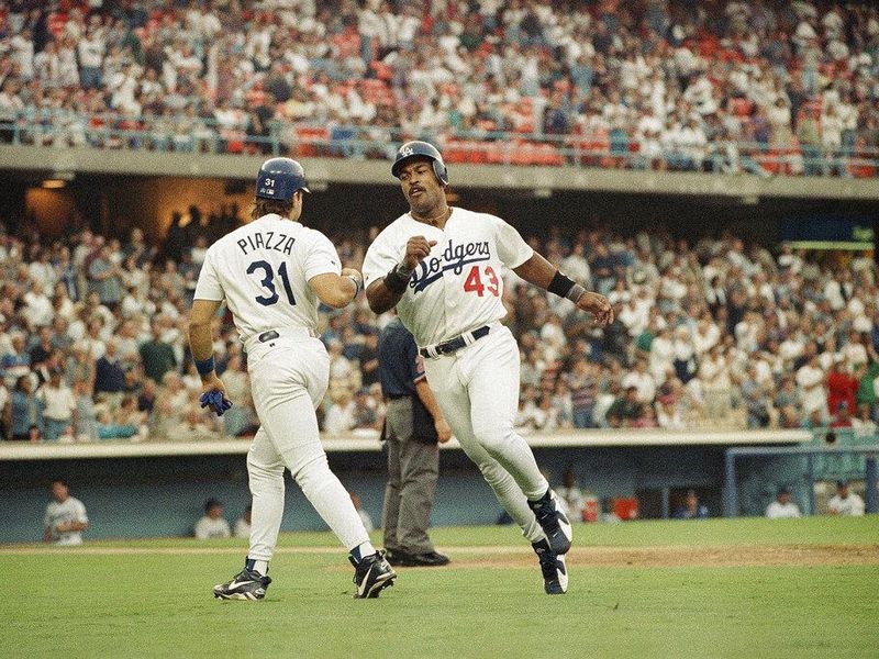 Raul Mondesi with the Los Angeles Dodgers