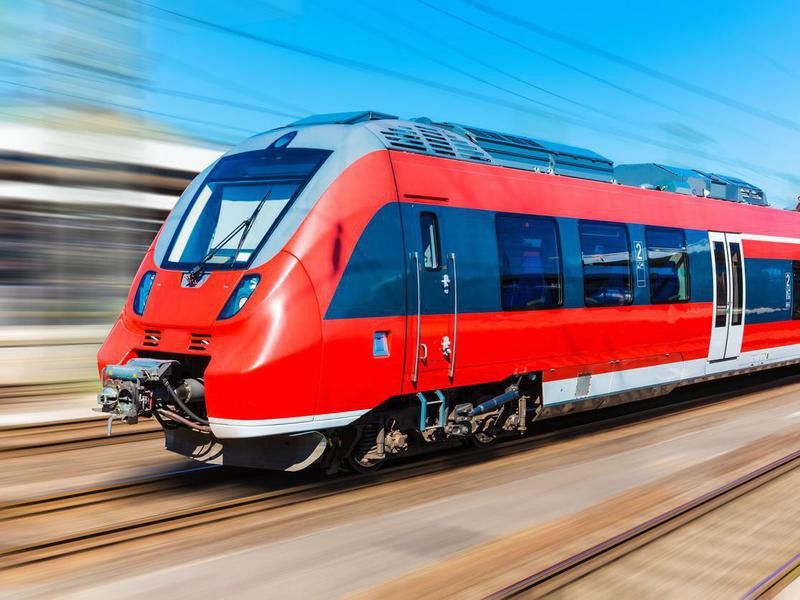 Red high-speed train in Italy