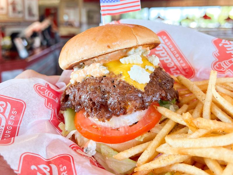 Red hot & blue steakburger from Freddy's