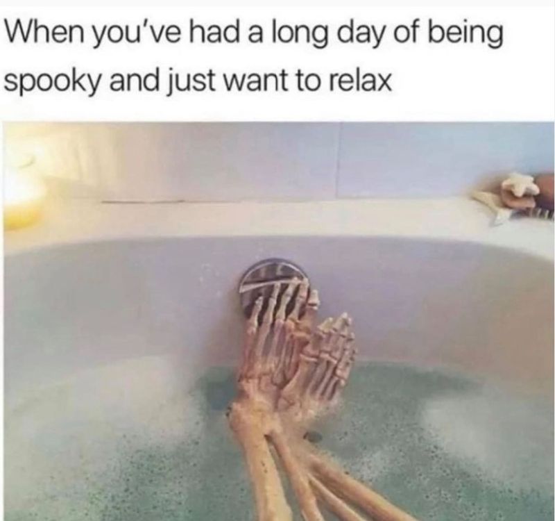Relaxing skeleton meme
