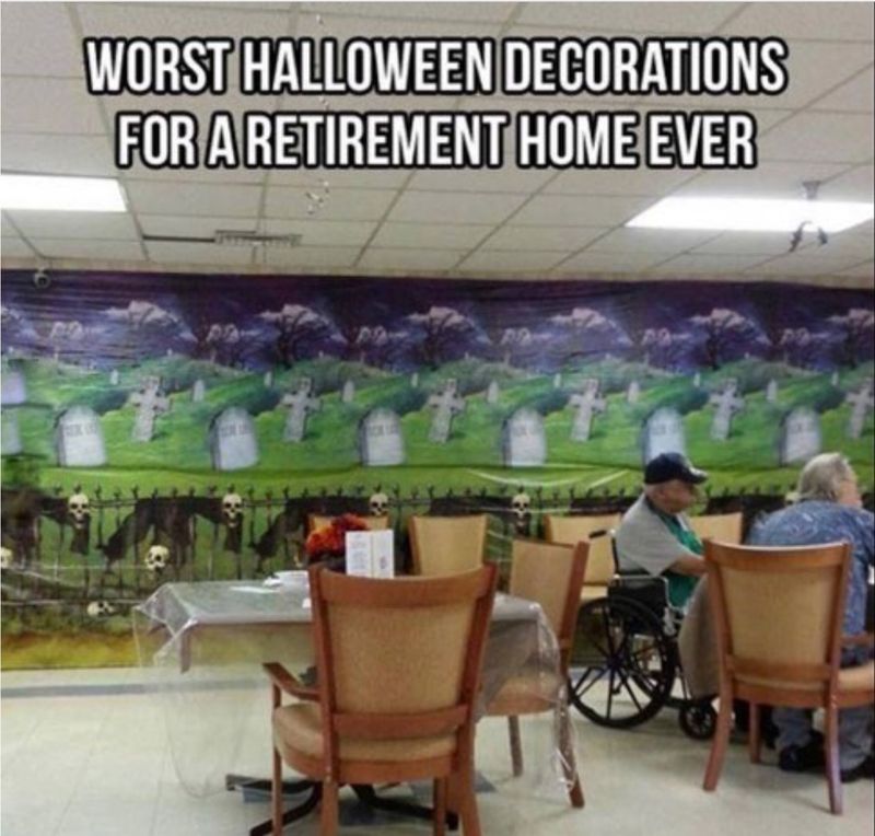 Retirement home Halloween meme