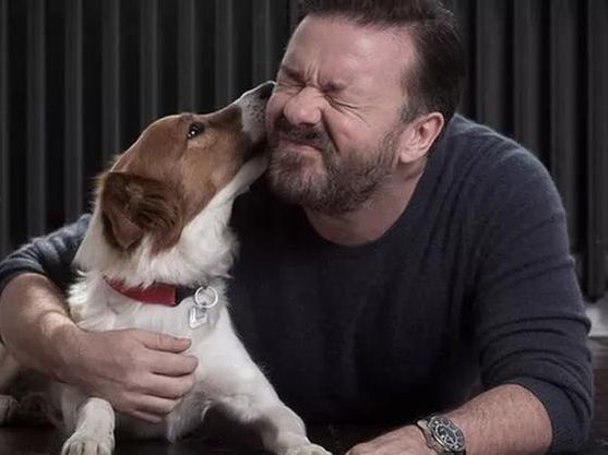 Ricky Gervais and dog