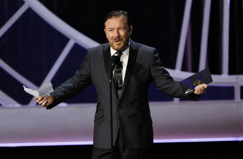 Ricky Gervais presents at Primetime Emmy Awards