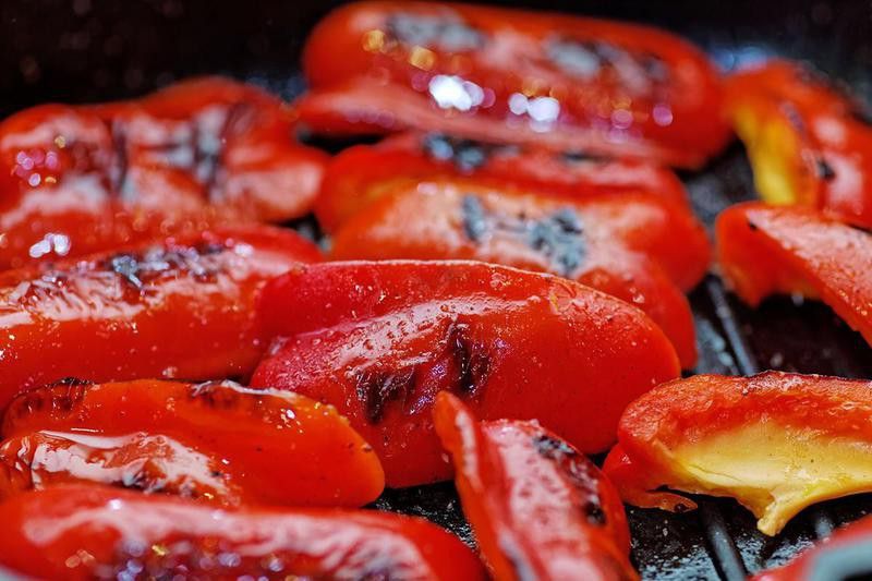 Roasted Red Pepper on top of burgers