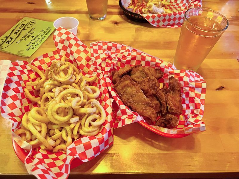 Rocky Mountain oysters with beer and fries
