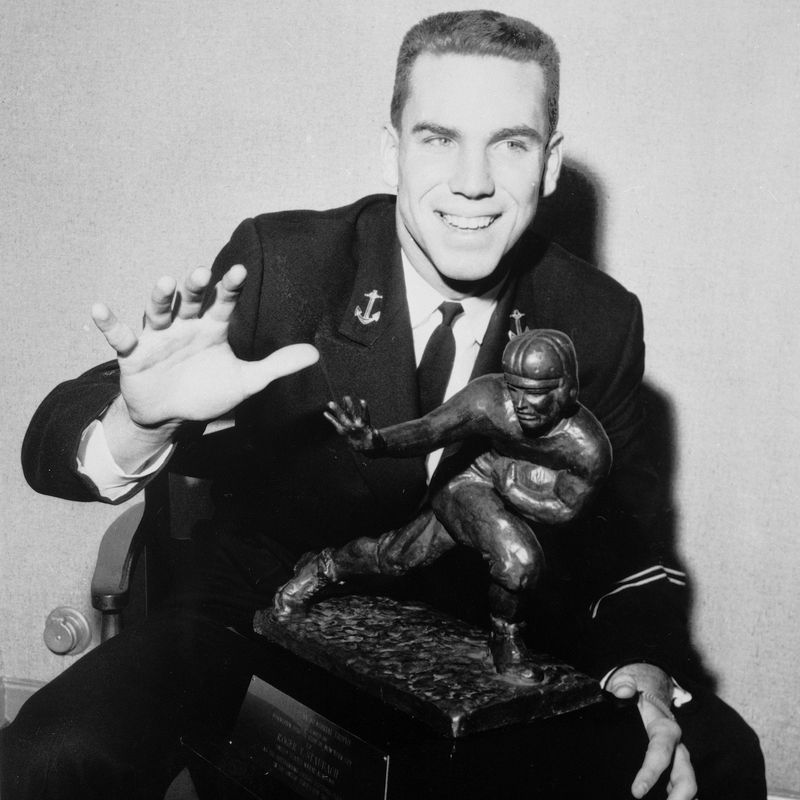 Roger Staubach with Heisman Trophy