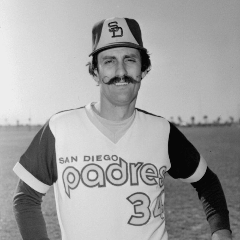 Rollie Fingers, San Diego Padres' relief pitcher posing