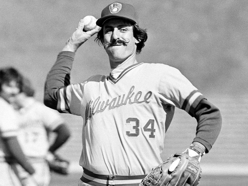 Rollie Fingers winds up on the mound