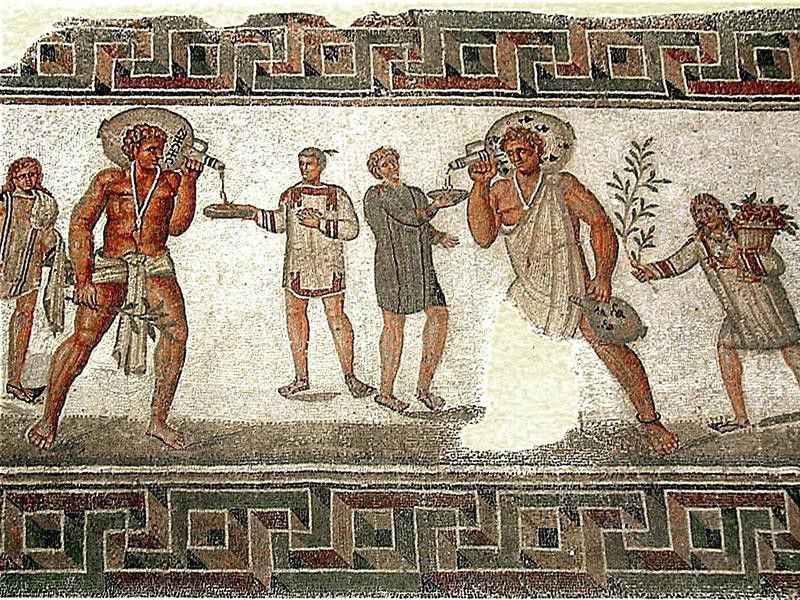 Roman mosaic depicting slavery