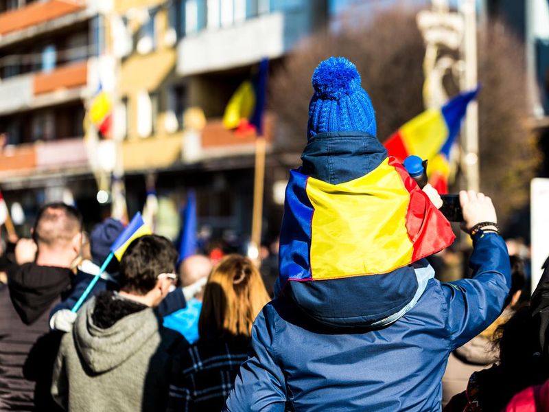 Romanian people celebrating national Romania day