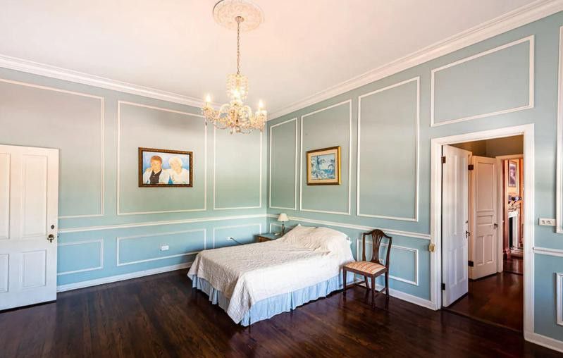 Room with light blue walls