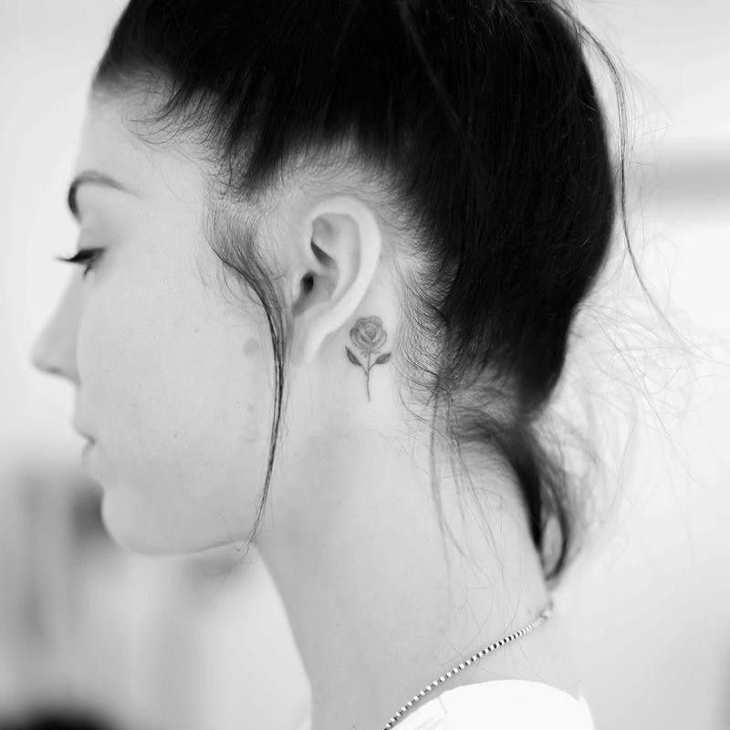 Rose Behind-the-Ear Tattoo