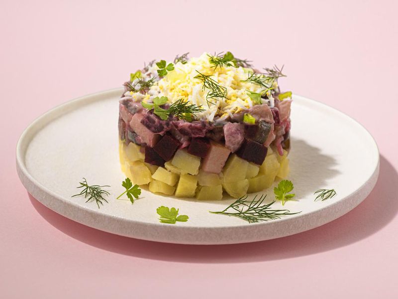 Rosolje -  Estonian beet and herring salad