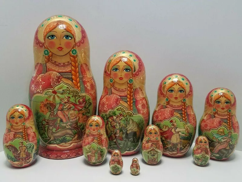 Little Mila 3 Piece Russian Wooden Stacking 4" Nesting Doll Set 