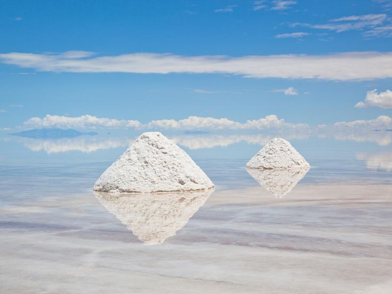 Salt Piles in Salar de Uyuni, Potosi, Bolivia, South America