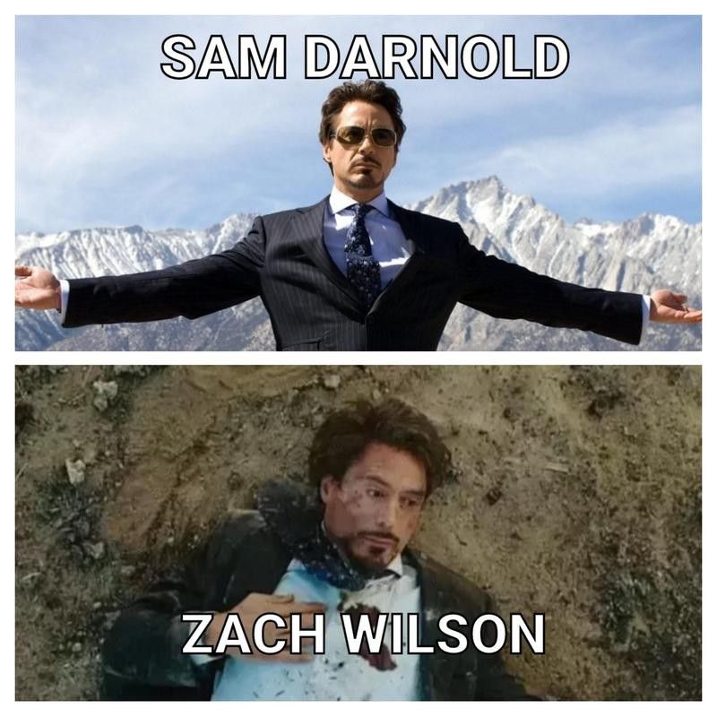 Sam Darnold vs. Zach Wilson meme