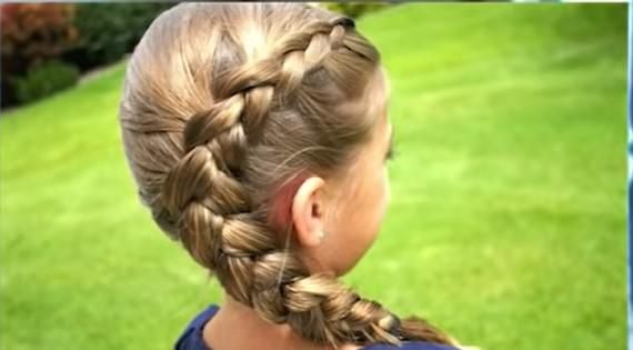 Same-side Dutch braid hairstyle for kids