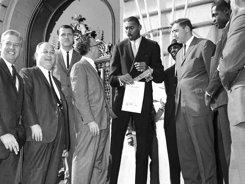 San Francisco Mayor Harold S. Dobbs with Wilt Chamberlain