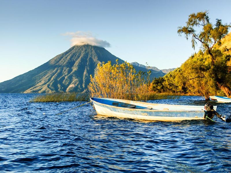 San Pedro Volcano on Lake Atitlan in Guatemalan highlands