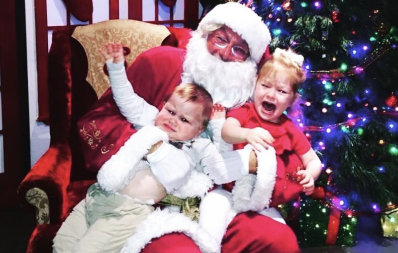 Santa and crying kids