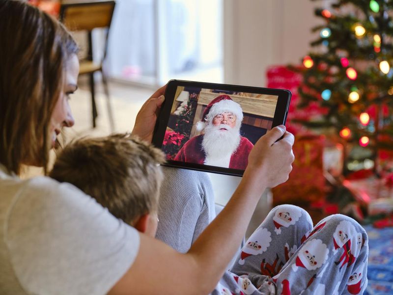 Santa Claus on a video call